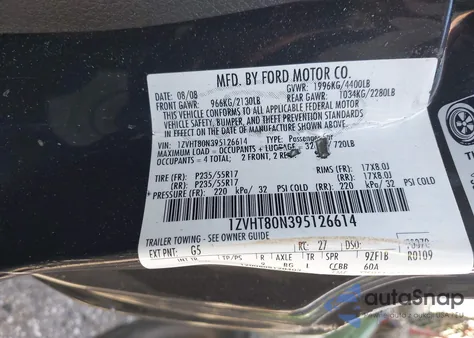 2009 Ford Mustang V6/V6 Premium из США, поврежденный, VIN 1ZVHT80N395126614